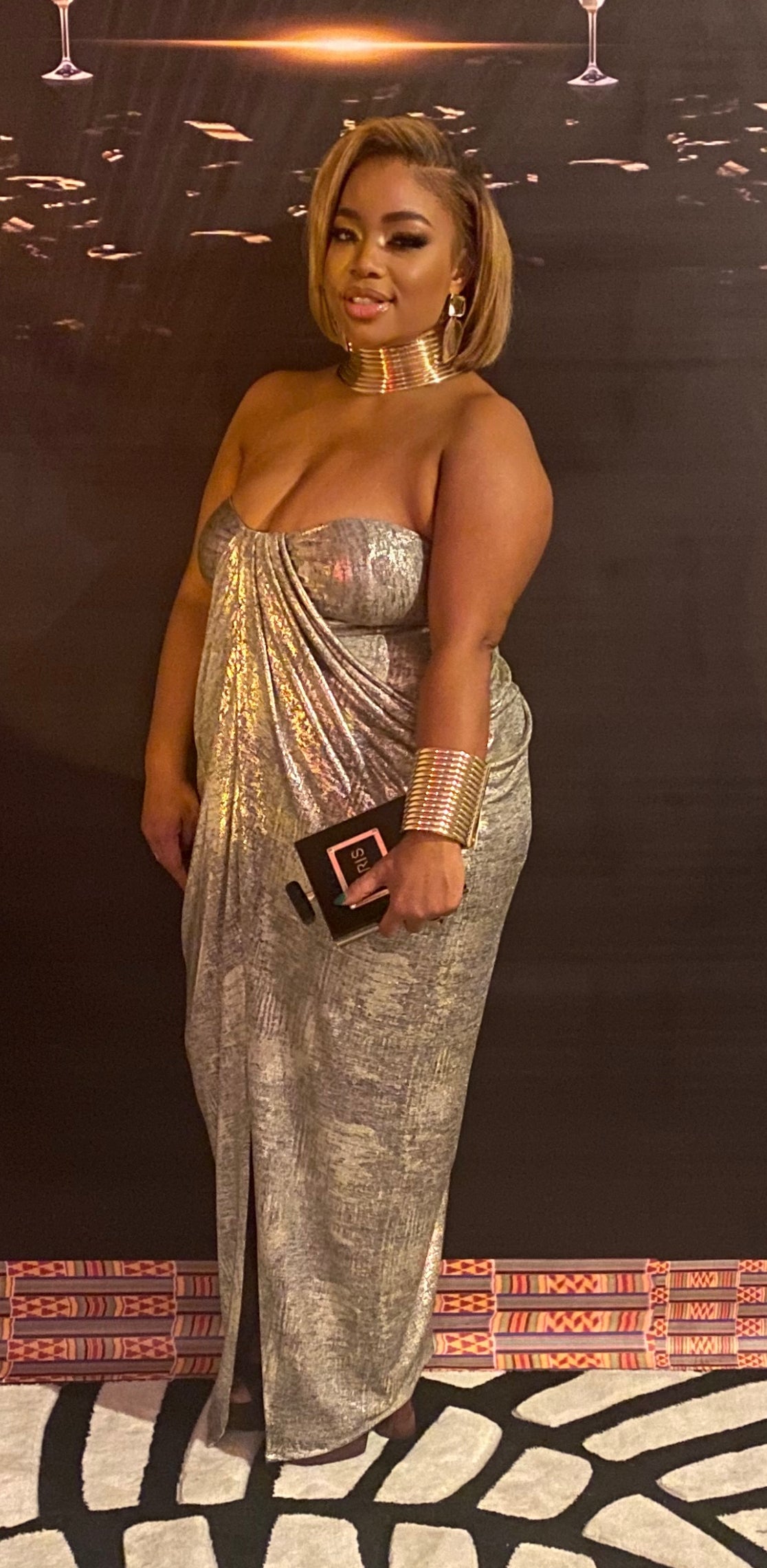 Silver draped dress
