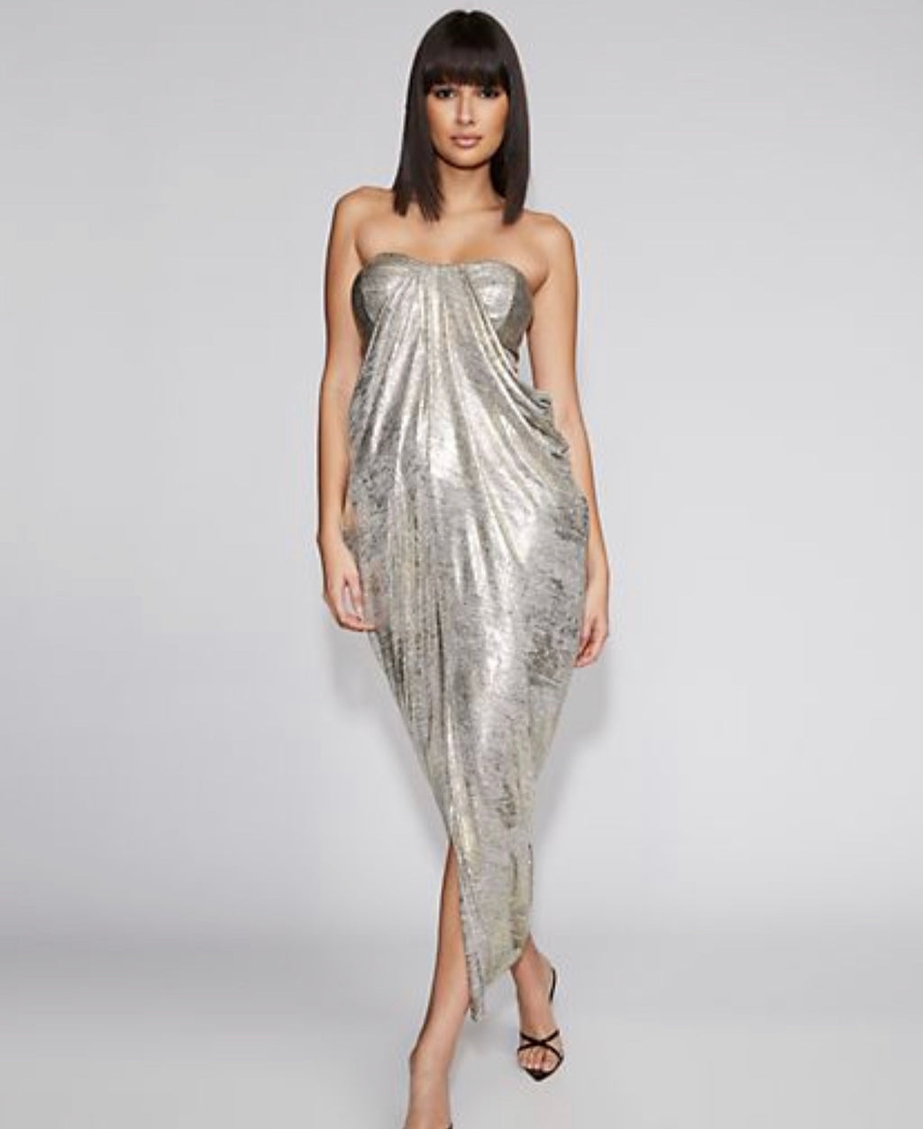 Silver draped dress