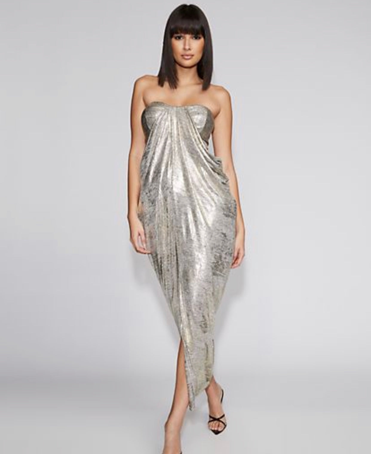 Silver draped dress