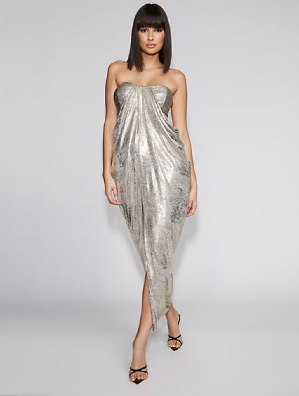 Silver draped dress