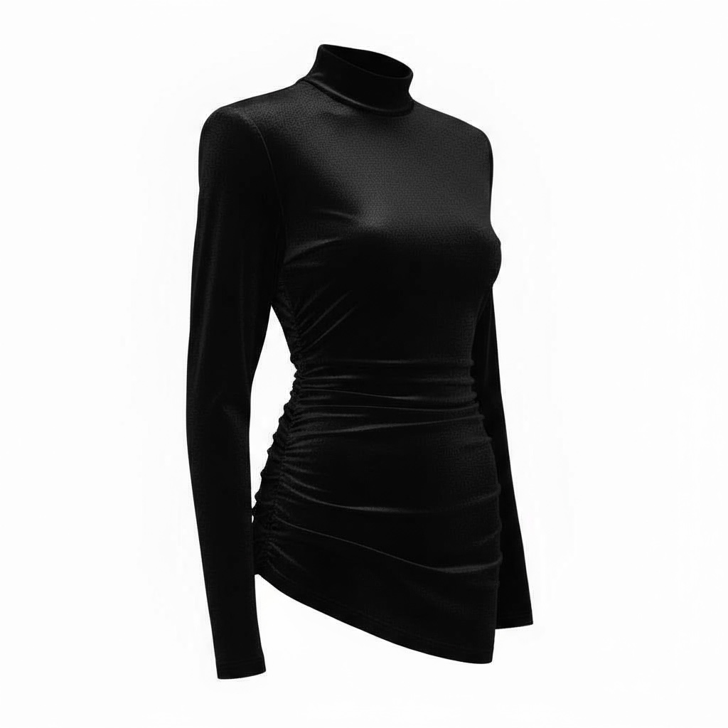 Velvet Mockneck with Shoulder pads