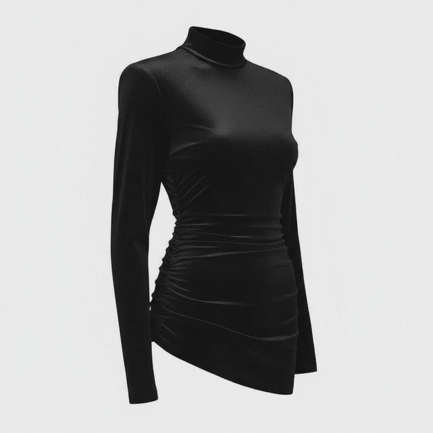 Velvet Mockneck with Shoulder pads